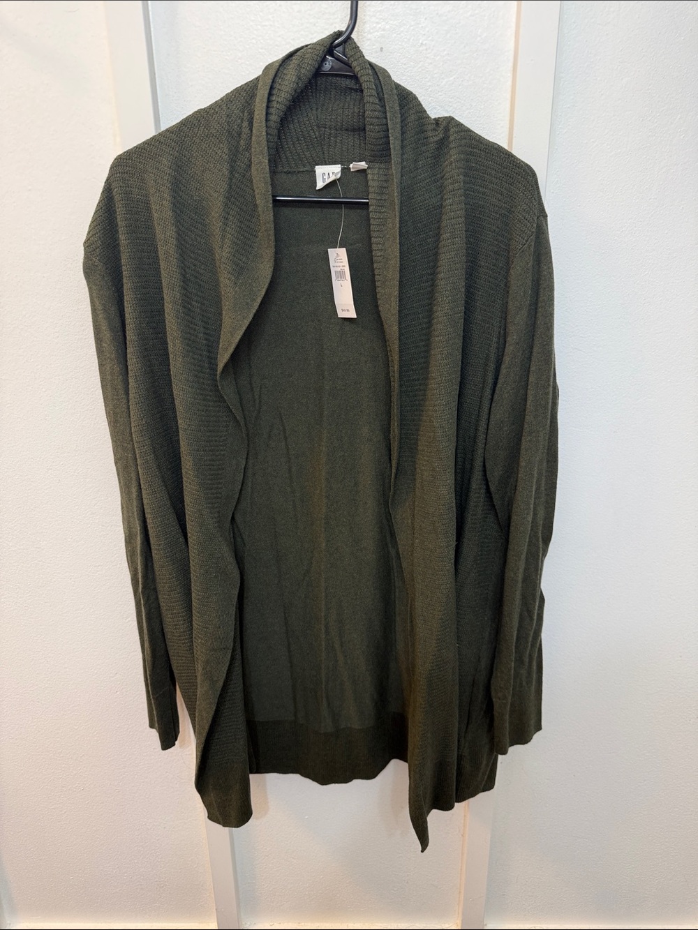 GAP Olive Green Open-Front Shawl Collar Cardigan